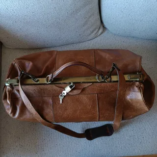 Bolso de viaje cuero vintage auténtico