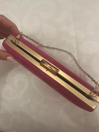 Bolso Clutch Toni Fernandez Ante Rosa y Dorado