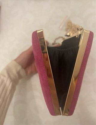 Bolso Clutch Toni Fernandez Ante Rosa y Dorado