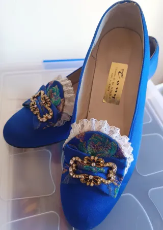 Falda Fallera Azul con Flores