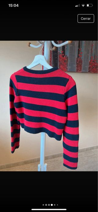 Chaqueta punto Zara rayas roja y azul