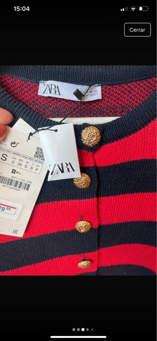 Chaqueta punto Zara rayas roja y azul