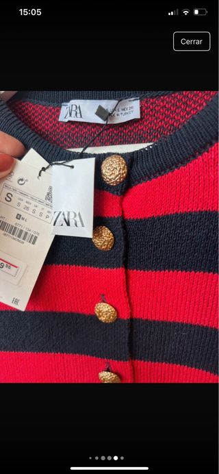 Chaqueta punto Zara rayas roja y azul