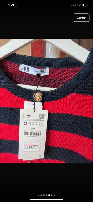 Chaqueta punto Zara rayas roja y azul