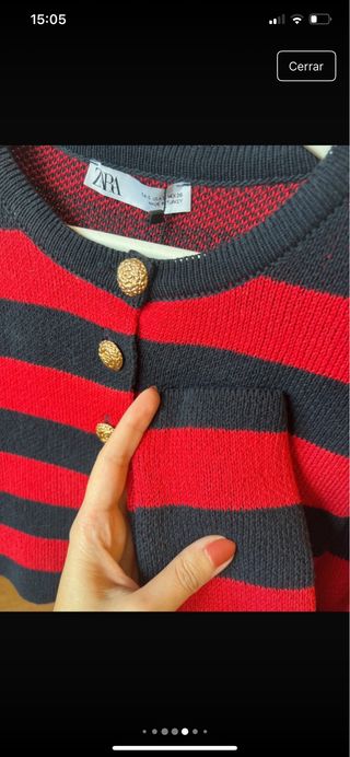 Chaqueta punto Zara rayas roja y azul
