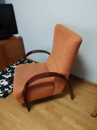 Sillón butaca naranja madera