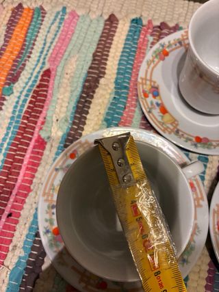 Juego 4 tazas con platos frutales