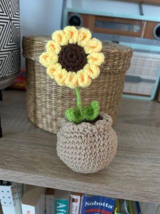 Maceta Girasol Crochet Hecha a Mano