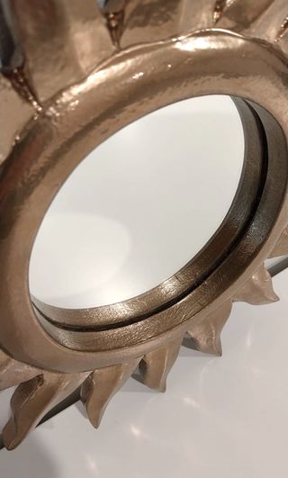 Espejo decorativo sol dorado bronce 30cm vintage