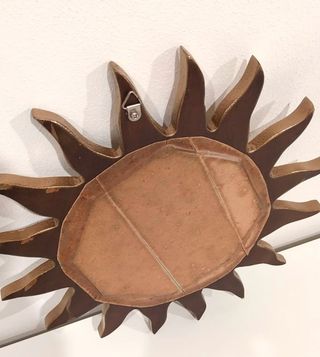 Espejo decorativo sol dorado bronce 30cm vintage