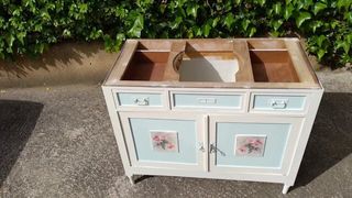 Mueble baño mármol  y madera