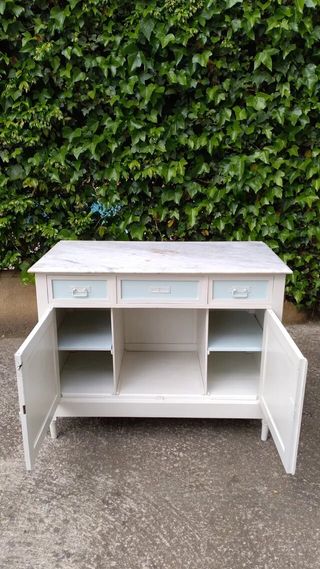 Mueble baño mármol  y madera