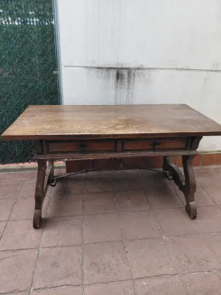 Mesa antigua madera y metal