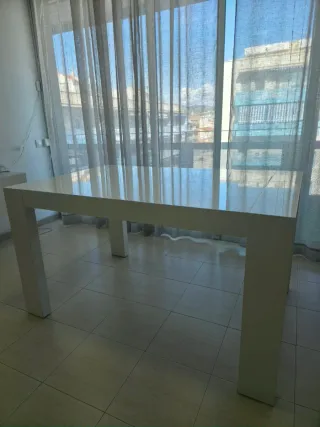 Mesa extensible comedor blanco brillo