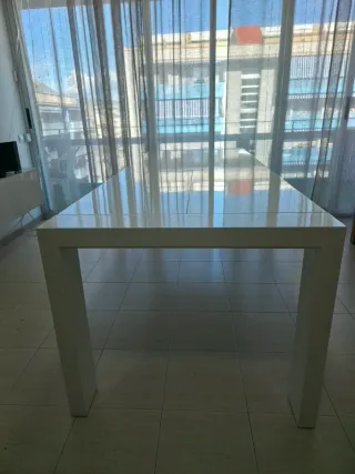 Mesa extensible comedor blanco brillo