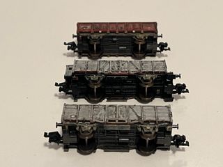 Lote 3 vagones carbón Roco N envejecidos.