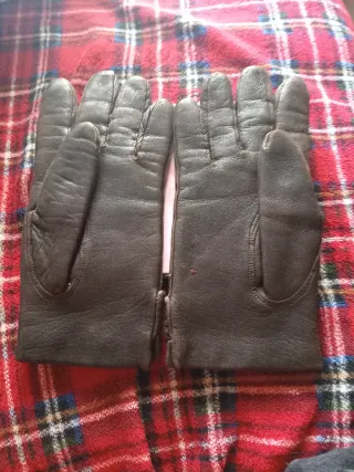 Guantes de Piel Forrados Hombre Marrón