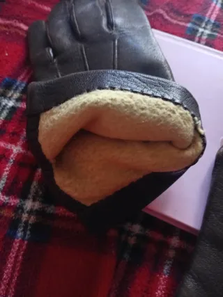 Guantes de Piel Forrados Hombre Marrón