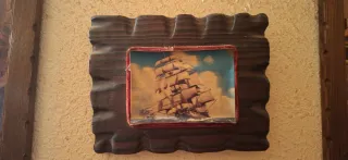 Cuadro antiguo de paisaje marino