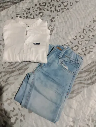Set Bambino Camicia Bianca e Jeans Azzurri