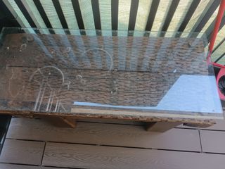 Mesa de trillo rústica madera y cristal