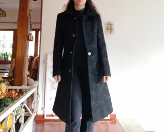 Cappotto vintage misto lana nero taglia S