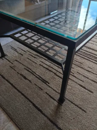 Mesa de centro forja y cristal 118x78x48cm