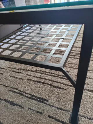 Mesa de centro forja y cristal 118x78x48cm