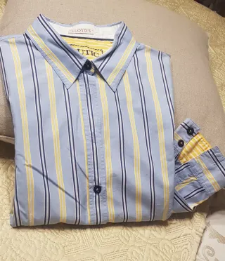 Camisa Lloyds Rayas Azul y Amarillo Talla 42