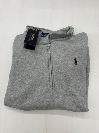 Sudadera Ralph Lauren Gris Media Cremallera
