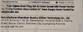 Enchufe Inteligente Zigbee 20A