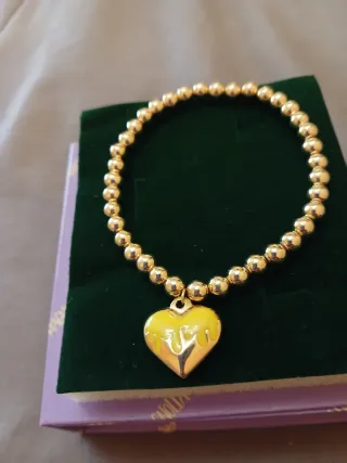 Pulsera Acero Corazón Amarillo