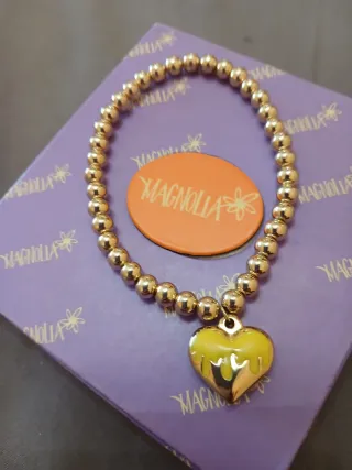 Pulsera Acero Corazón Amarillo