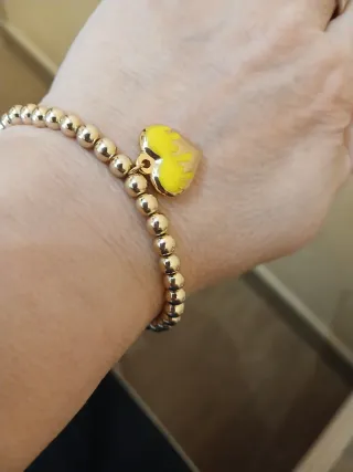Pulsera Acero Corazón Amarillo
