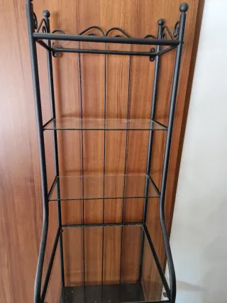 Scaffale portaoggetti in metallo e vetro