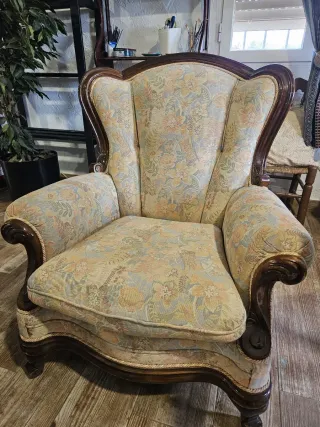 Sillones Vintage Tela y Madera