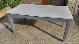 Mesa comedor madera vintage gris y blanca