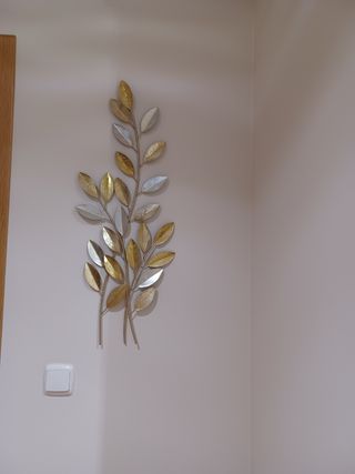 Placa Decorativa Hojas Metal Dorado y Plateado