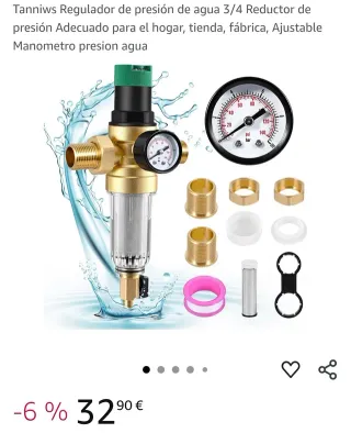 Filtro reductor presión agua 3/4 con manómetro