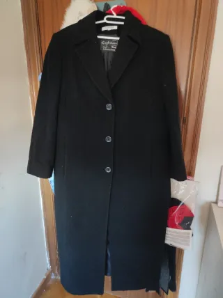Abrigo Popper Negro Lana y Cachemira