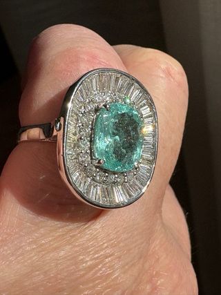 Espectacular Sortija Turmalina Paraiba y Diamantes