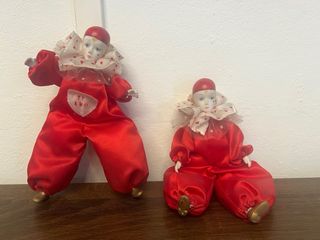 Coppia bambole Pierrot vintage