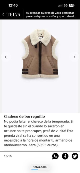 Chaleco Zara efecto piel con borreguito