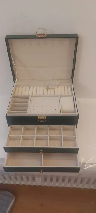 Portagioie grande verde con dettagli oro