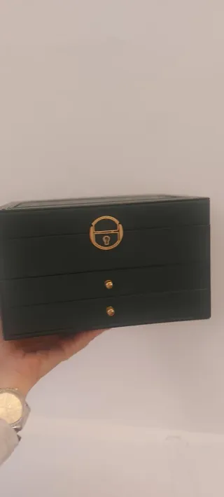 Portagioie grande verde con dettagli oro