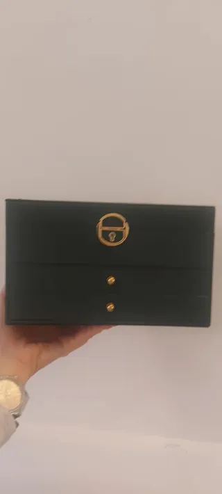 Portagioie grande verde con dettagli oro