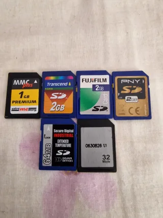 Lote Tarjetas Memoria SD MMC 1GB 2GB 64MB 32MB
