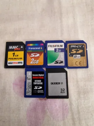 Lote Tarjetas Memoria SD MMC 1GB 2GB 64MB 32MB