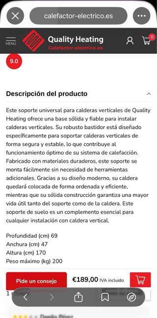 Soporte suelo caldera vertical