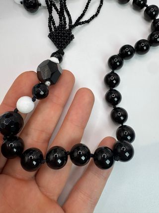 Collana lunga onice e agata bianca